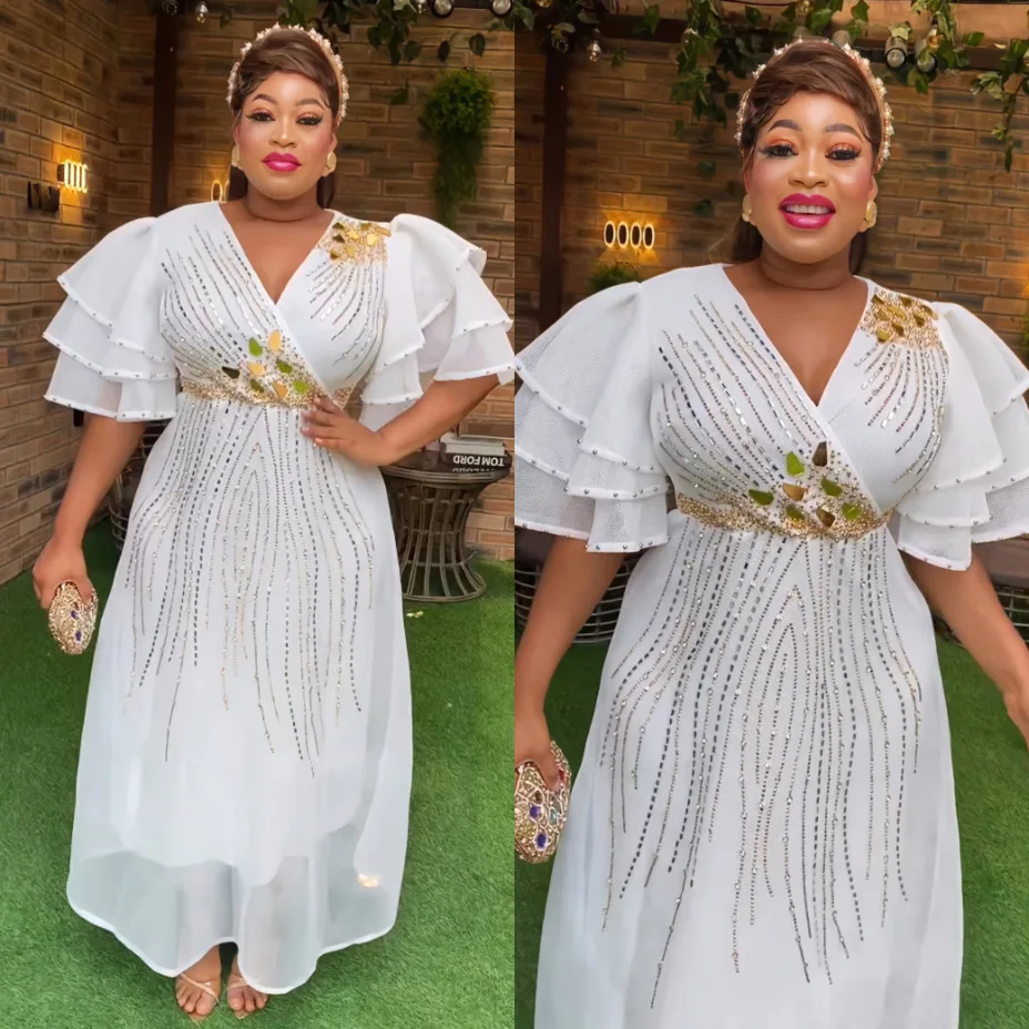 High quality Turkiye evening dress 2023 new popular hot drill large size dress Formal Party dress for women