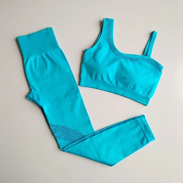 
Seamless Yoga Set 2PCS High Waist Butt Lift Leggings Workout Sportswear 