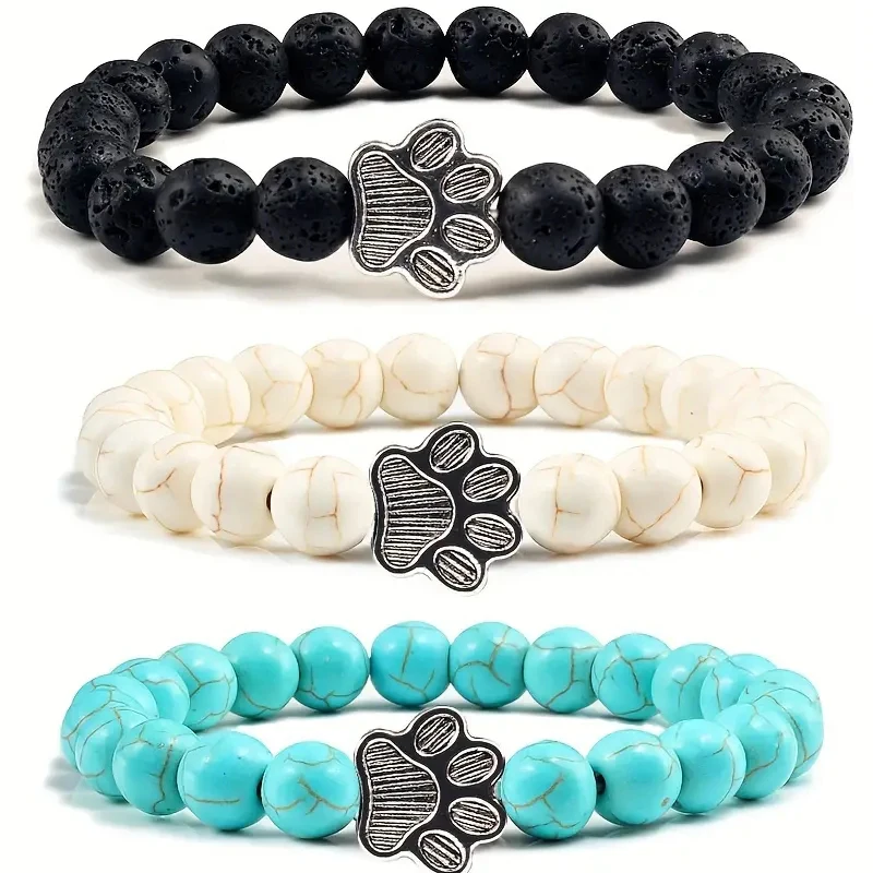 Dog Claw Turquoise Beaded Bracelet Animal Pet Bracelet For Pet Mom Dad Friends