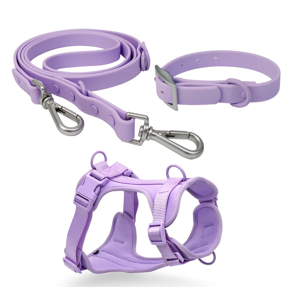 Wholesale Custom Logo PVC Dog Collar And Leash Harness Set, Soft PVC Hunting Dog Collar Waterproof Leash