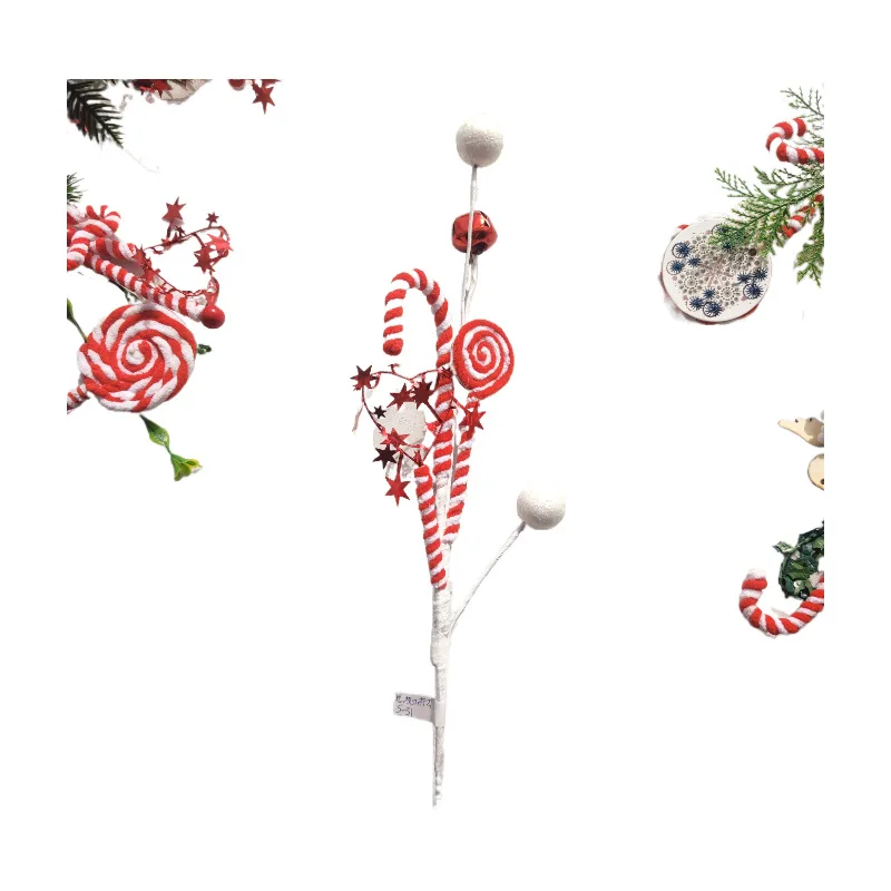 Navidad Christmas Decoration Suppliers Peppermint Swirl Picks Christmas Tree Decoration