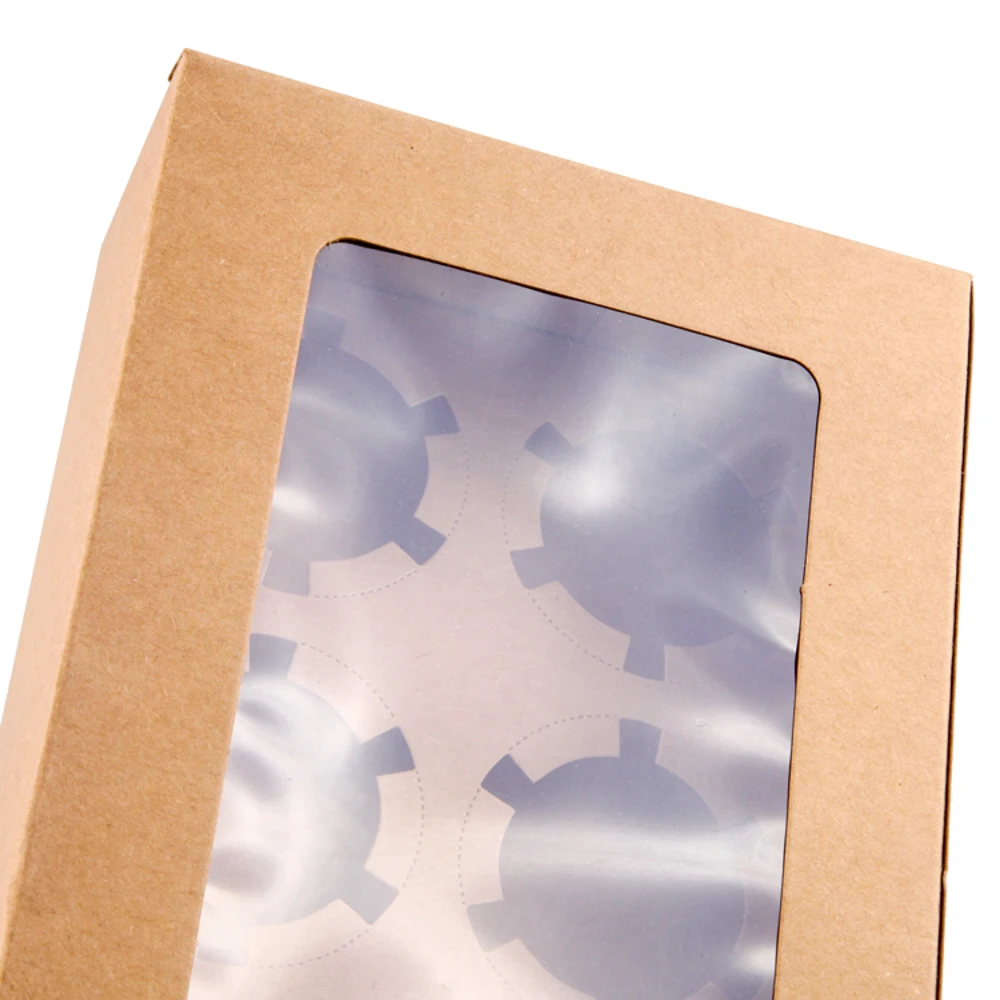 Custom Printed Paper Cupcake Boxes 6 Holes With Window Pastry Cake Packaging Boxes