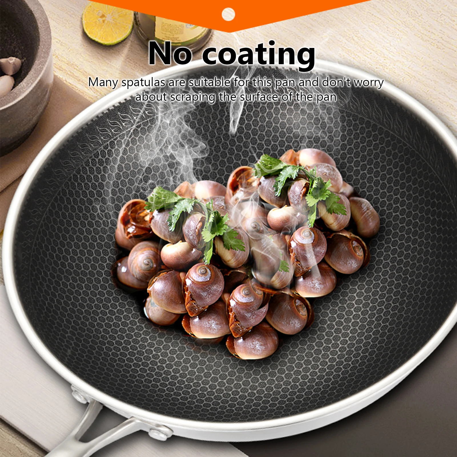 Non-stick stainless steel honeycomb frying pan