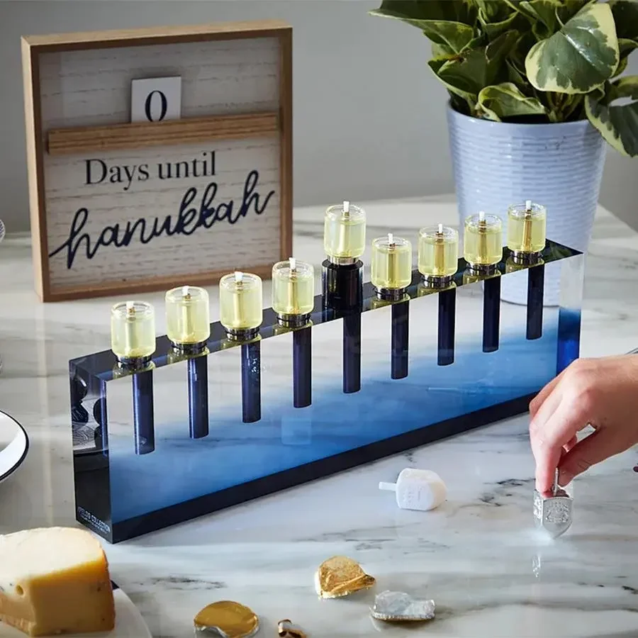 Lucite Crystal Acrylic Oil Menorah