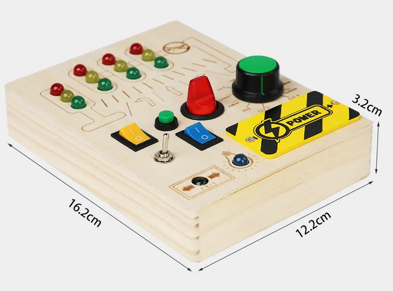 Wooden Switch Plug Power LED Light Multi-function Busy Board Toy Christmas Gift Children Hand-eye Coordination Set