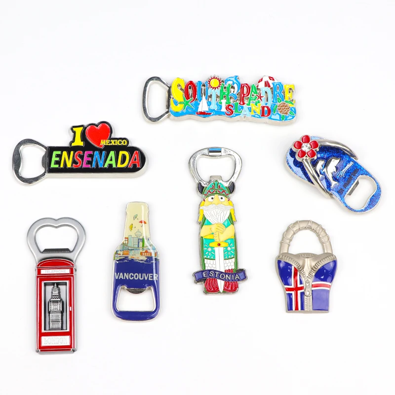 Reasonable Price Custom Shape Country Souvenir Tourist Metal Beer Bottle Opener Fridge Magnet