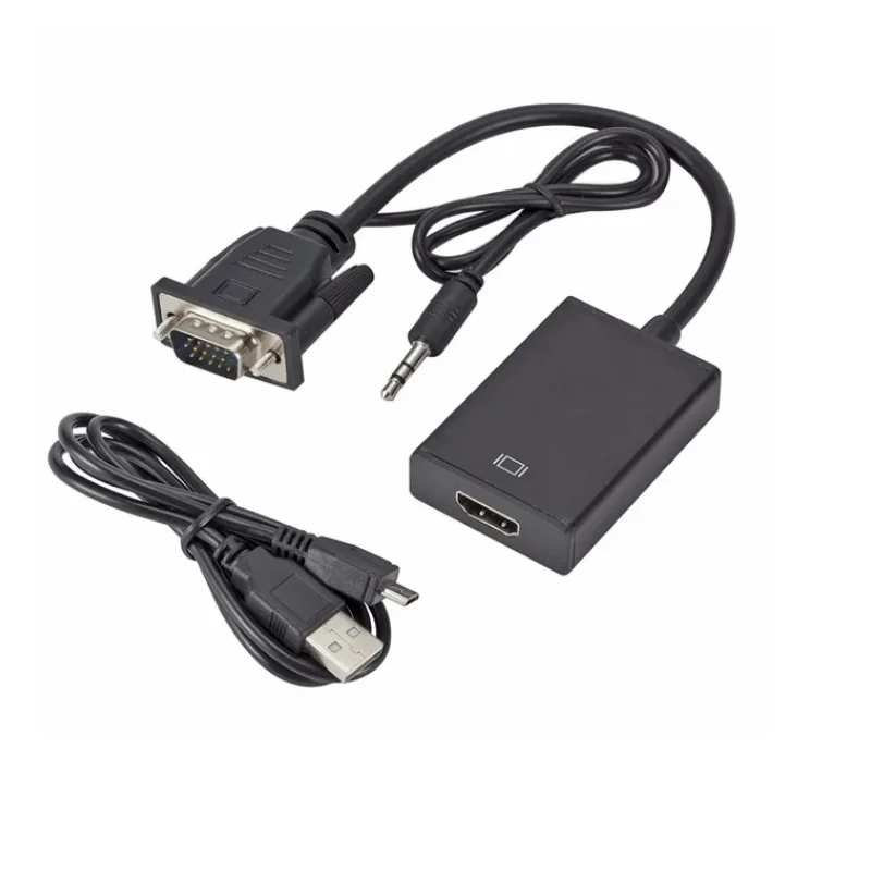 Full HD 1080P  With Audio Cable  VGA Male To HDTV Female Cable VGA to HDTV Converter For PC TV Box