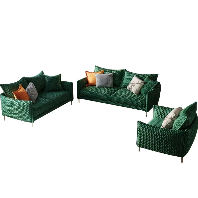 OEM Modern Small  Beige Black 3 Seater extra Deep Luxury Sofa Set Velvet Green Sectional Sofa for Living Room Furniture