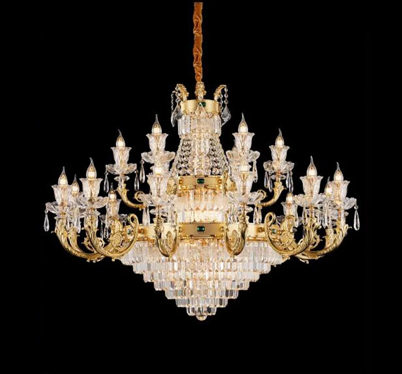 Meerosee Villa Aisle Decorative Modern Light Hotel Living Room Luxury K9 Crystal  Lamp Gold Designers Modern Chandelier MD98032