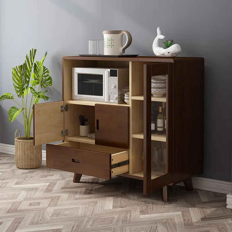 High quality kitchen modern furniture dining room wooden sideboard rock panel solid wood high storage space customized