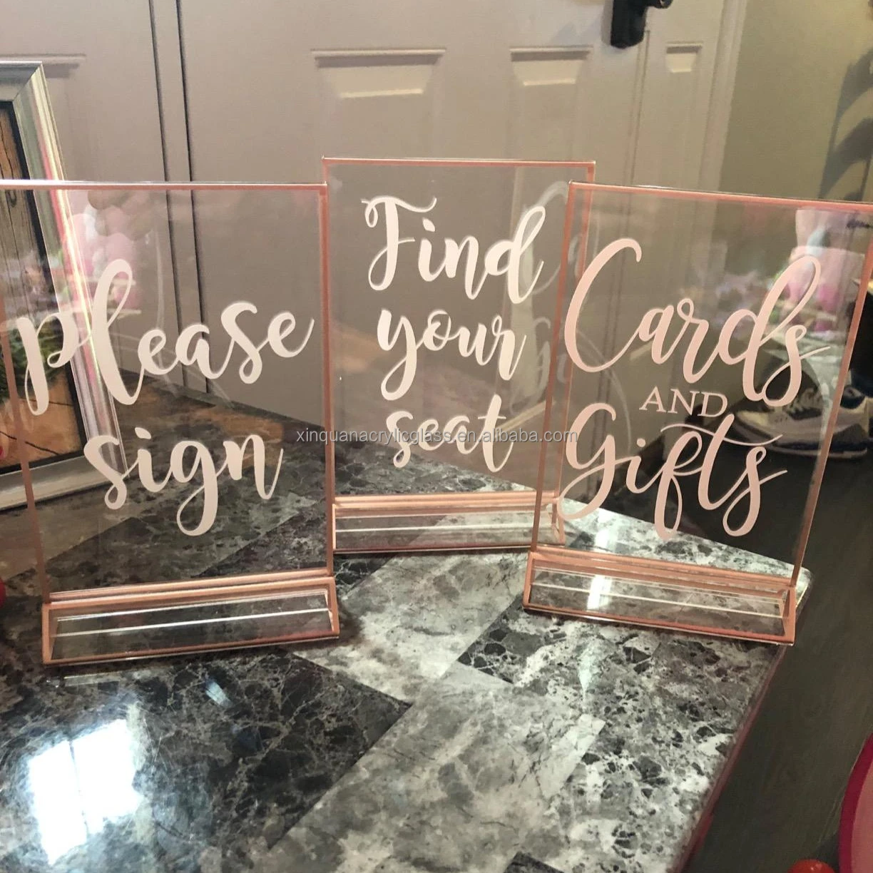 Double Sided Menu Holder Table Gold Table Number Frame Acrylic Sign Holder