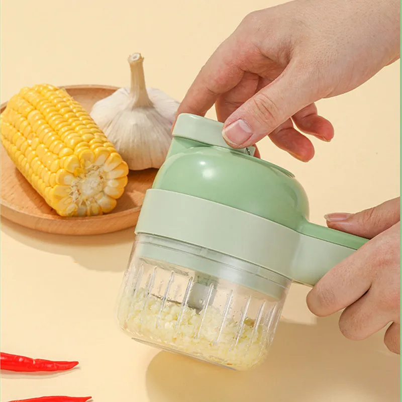 4 In1 Handheld Portable Electric Vegetables Cutter Mini Baby Food Chopper Processor