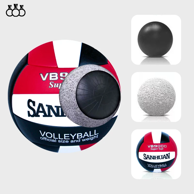 Sanhuan red white and black  volleyball ball custom weighted badminton post Leather ball Size 5/4 volleyball