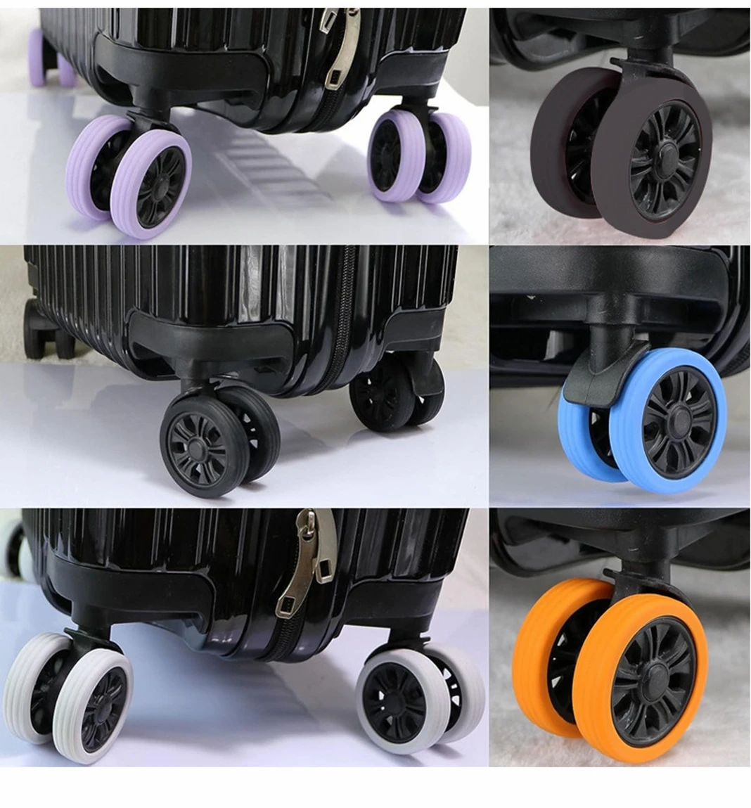 High Elasticity Silicone Wheels Caster Shoes Travel Luggage Suitcase Reduce Noise Anti-wear Luggage Wheels Protector Cover