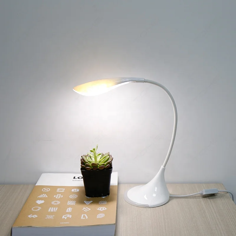 Touching control Gooseneck Study Reading  Led Desk Lamp 4W 300ML MA06 Rechargeable ABS Led Table Lamp with Dimmer