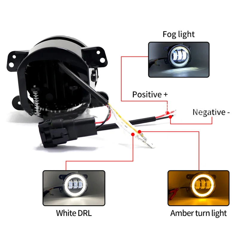 New arrival 4inch Round angel eye Led Fog Lights 30W 6000K Halo Ring DRL Off Road Fog Lamps