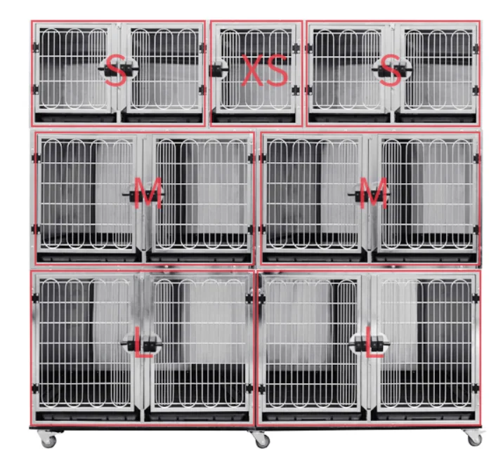 Modular Dog Kennel Large Stainless Steel Pet Dog Cages Crates with Casters