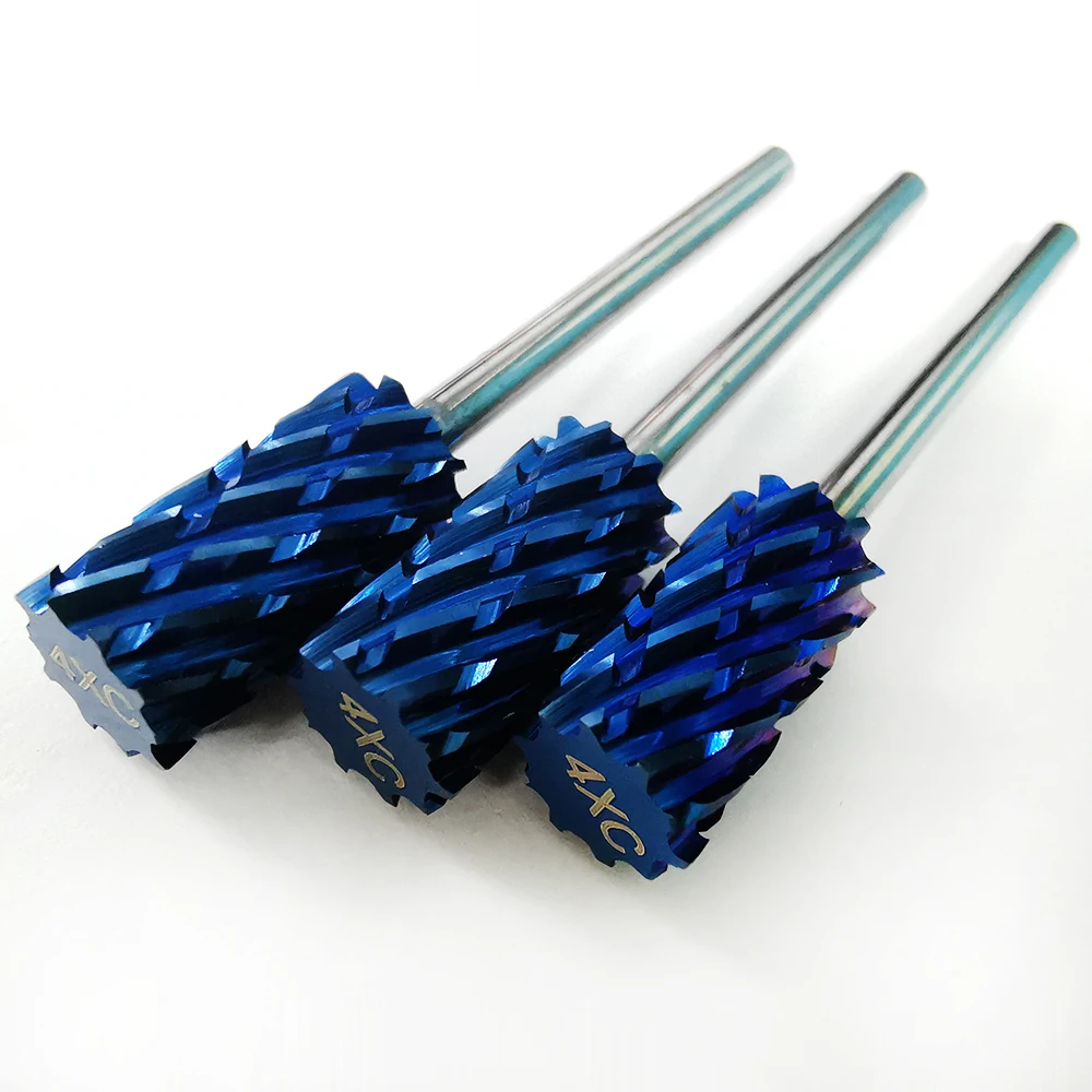 Dipping Powder Blue 4XC Large Barrel Carbide Nail Drill Bit