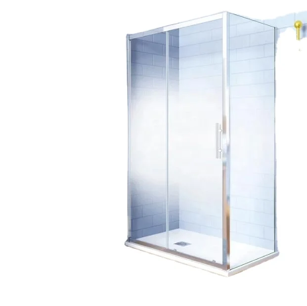 Hot selling corner shower sliding door with fixed wall in tempered glass shower enclosure printed matte gradual shower cabin