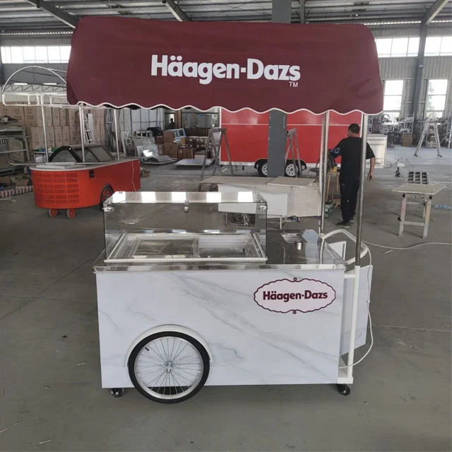Free design popular ice cream cart gelato display freezer push cart street food cart for sale