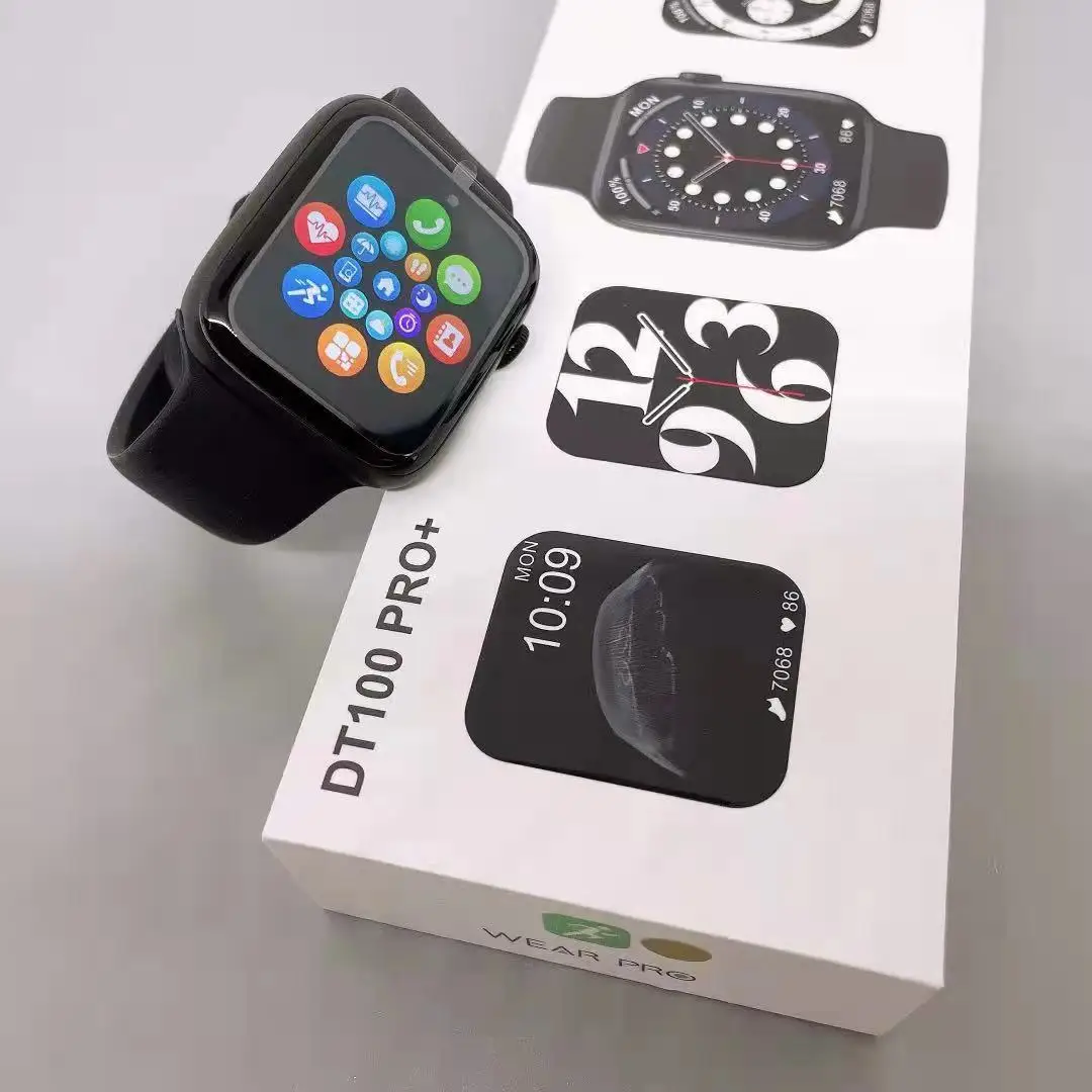Новинка 2021, умные часы серии 7 с сенсорным экраном, Беспроводная зарядка DT100pro + умный Браслет для IOS и Android