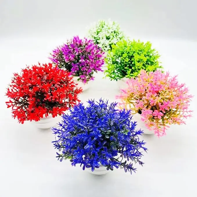 Artificial Plant Pot Ornamental Photo Props Plastic Desktop Fake Grass Plants for Home Decoration