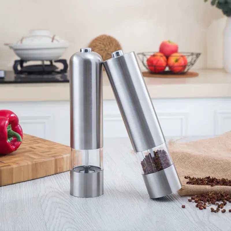 Hot Selling One Handed Push Button Peppercorn Electric Salt and Pepper Grinder Set For Kitchen