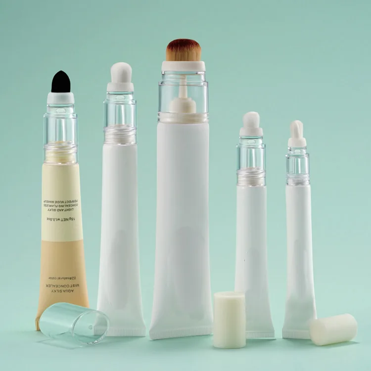 Custom Eye Cream Cosmetic squeeze Tube 20ml PE Soft Tube with Massage Applicator Metal ceramics Eye Cream Tube Packaging