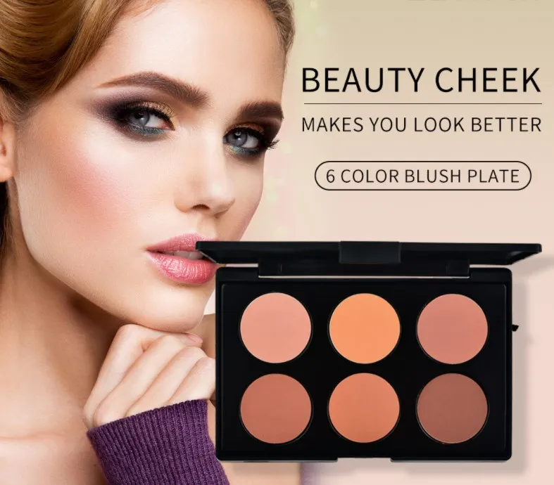 Private label professional blush 6 colors blusher palette