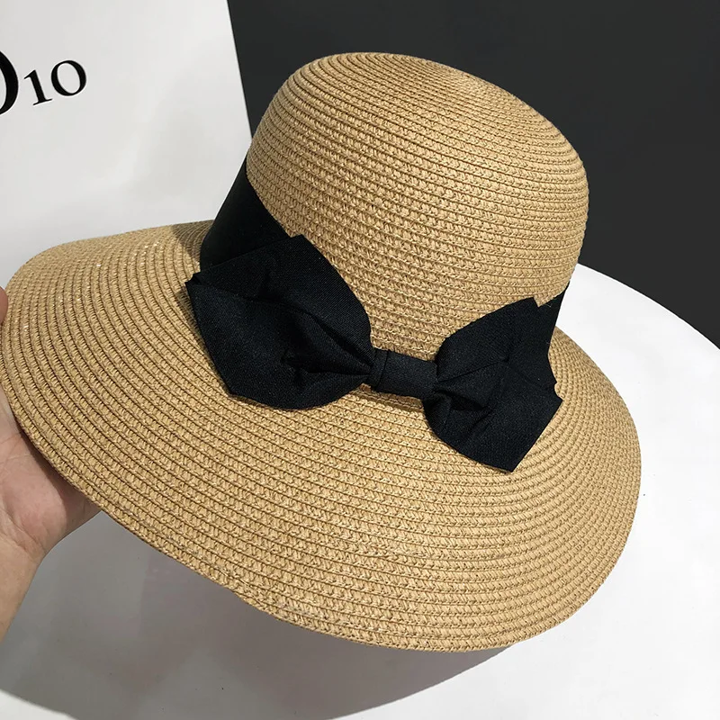 YANYE Fashion Bows Summer Outing Big Brim Sea Female Beach Sun Protection Anti-uv Straw Visor Hat