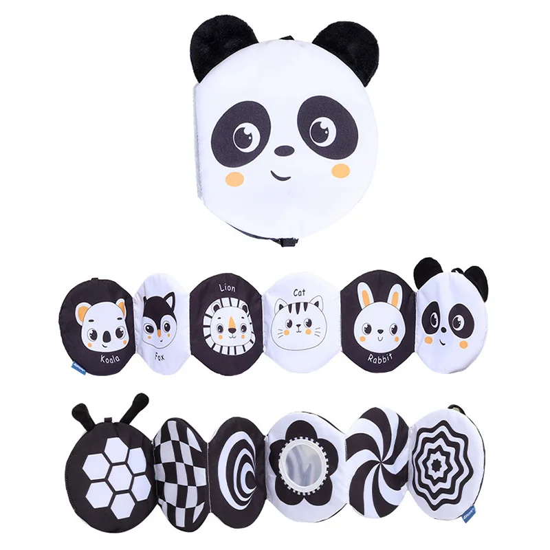 Black and White Panda Bee Fox Round Bed Hanging Fabric Cloth Book Baby soft Cloth toy N092