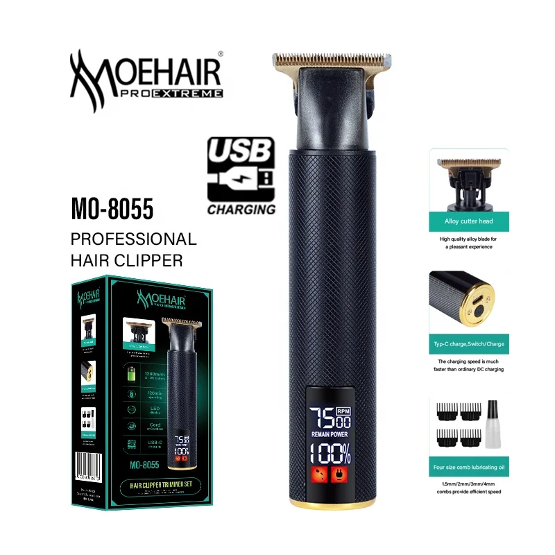 Professional Hair Clipper Trimmer Cordless T-Blade Trimmer Electric Razor Beard Trimmer for Men Grooming Kit with LCD Display
