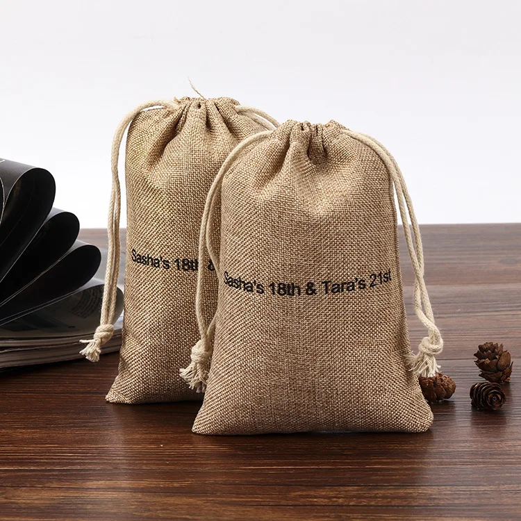 
Custom Eco-friendly Small/Medium/Big Linen pouch Packaging Hemp Gift bags Drawstring Bag 