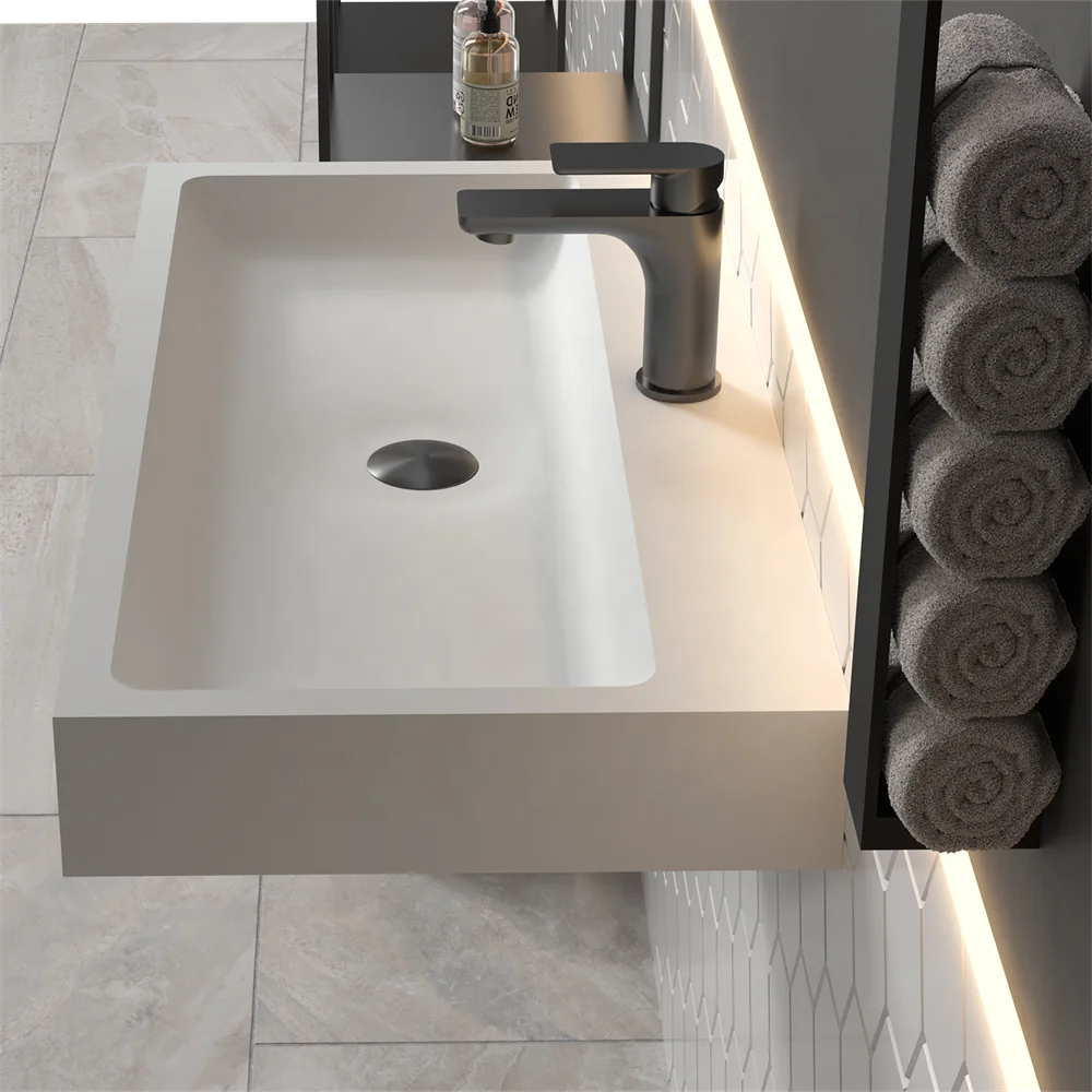 Modern Design Bath Toilet Stone Sink Washbasin China Bathroom Basin Cabinet Basins Solid Surface Wall mounted Washing Basin
