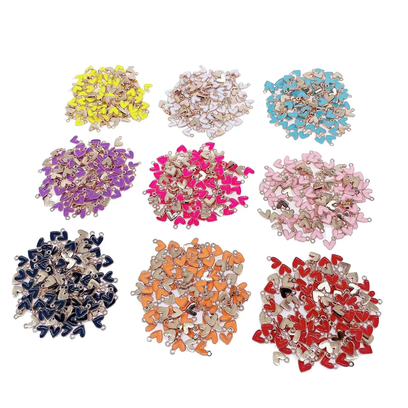 Hot Selling Alloy Heart Charms Enamel Cute Assorted Little Metal Pendants for Bracelet Shoes Dangle Jewelry Making Find