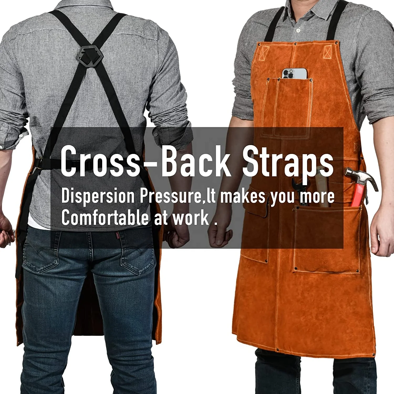 Swelder 2023 Leather Welding Work Apron Heat Resistant & Flame Resistant Bib Apron Flame Retardant Heavy Duty BBQ Apron