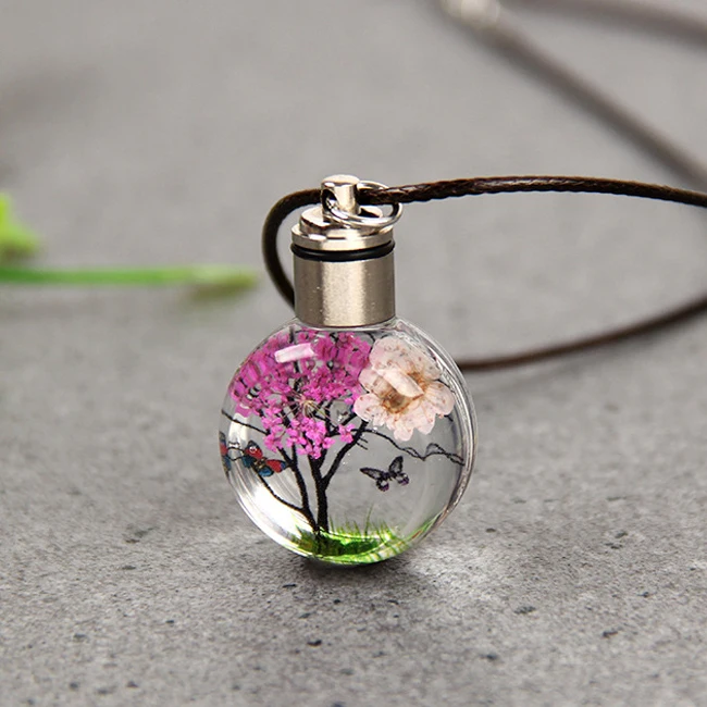 New Fashion LED Light  Necklace DIY Creative Personality Glass Pendant Necklace