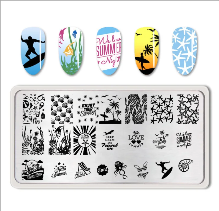  Summer Season style nail art steel plate printing template decoration mould painted