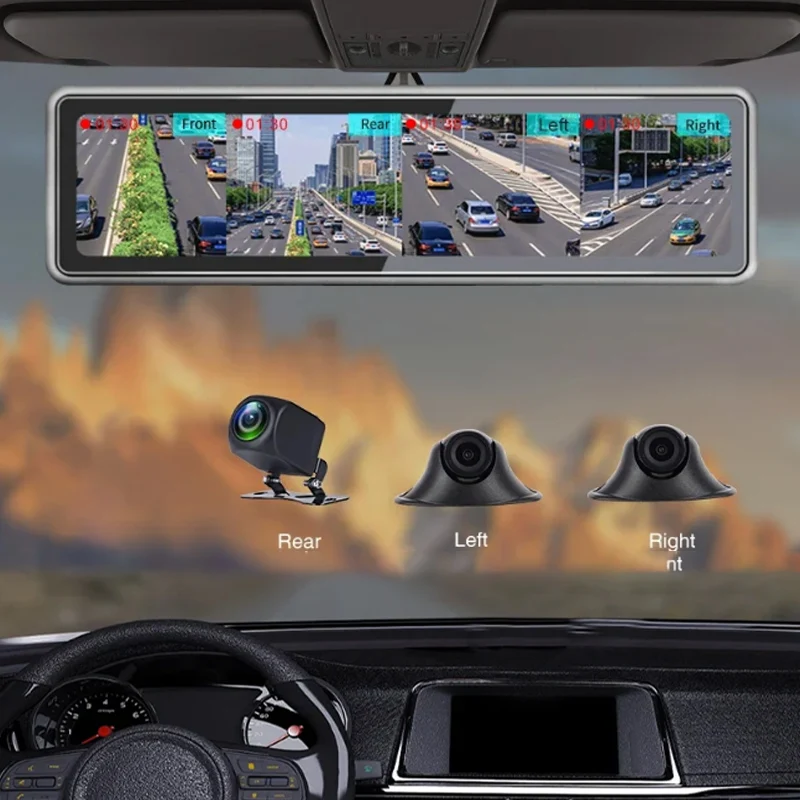 12 дюймов ADAS WIFI зеркало заднего вида 4CH видеорегистратор 4 камеры Автомобильный BSD ночного видения черный ящик