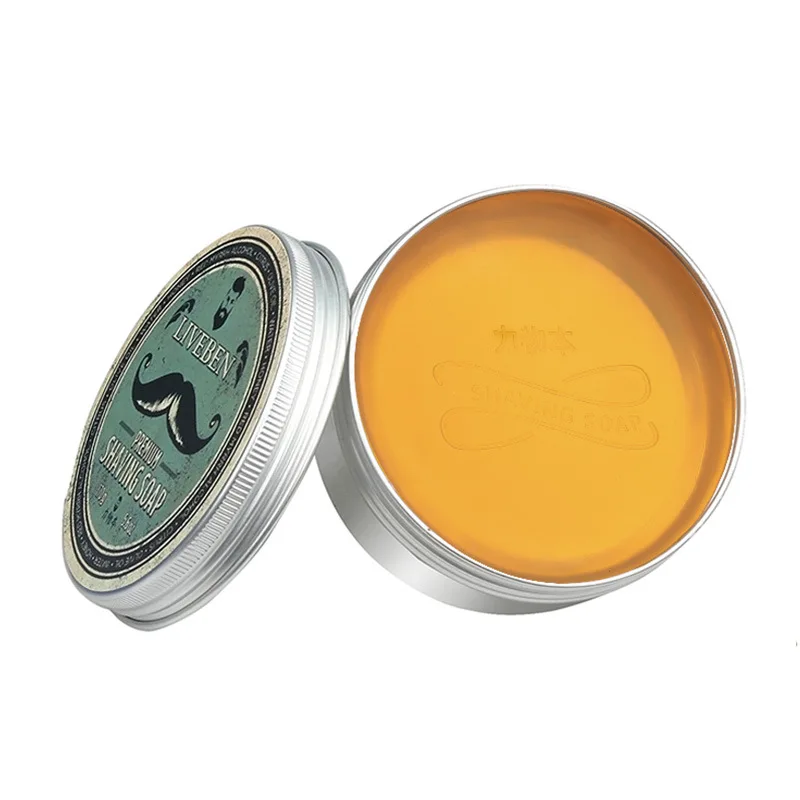 170g частная этикетка смягчающий борода пена для бритья кремы для бритья Парикмахерская с твердой пена для бритья травяной мыло