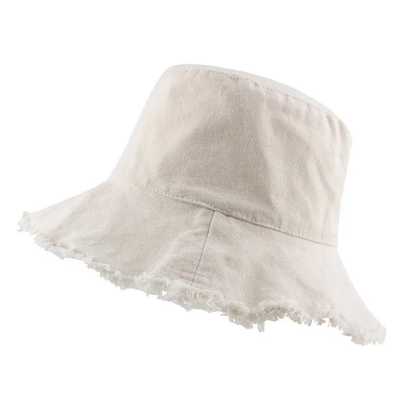 washed Cotton Bucket Hat fray edge Summer Travel Bucket Cap Beach Sun Hat Wholesale Bucket washed Hats