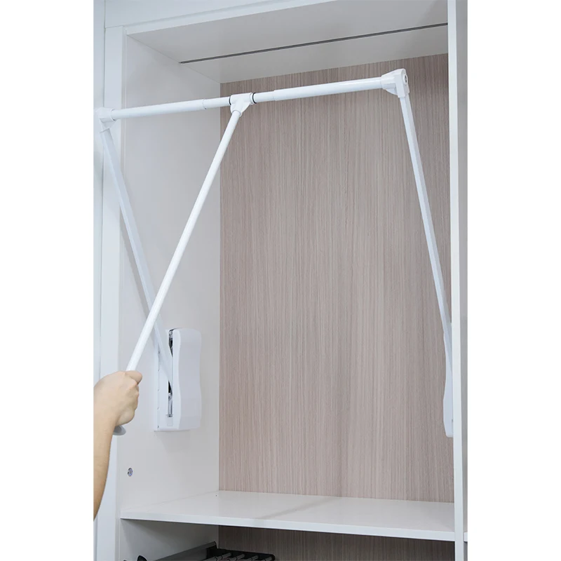 Double buffer lifting rod for clothing hand lift clothes drying rack