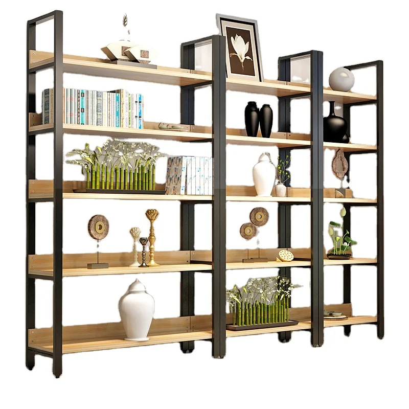 Steel and wood bookshelf supermarket simple sample shelf cosmetic accessories commodity display shelf wholesale