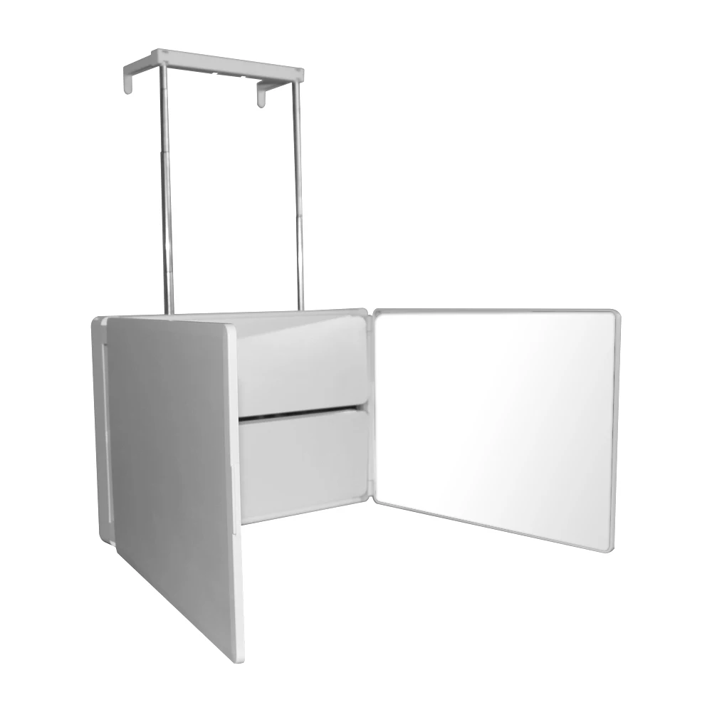 5 Way Mirror for Hair Cutting With LED Light Portable 360 Trifold Barber Self Cut Mirror with Height Adjustable Hooks