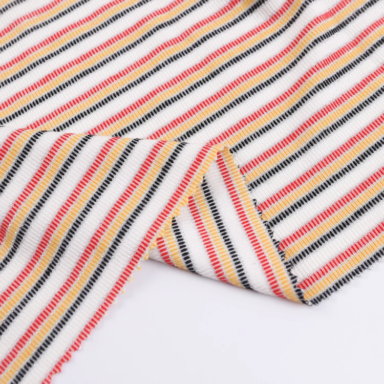 2021 new design colorful micro rib 100% polyester stripe jersey knit fabric