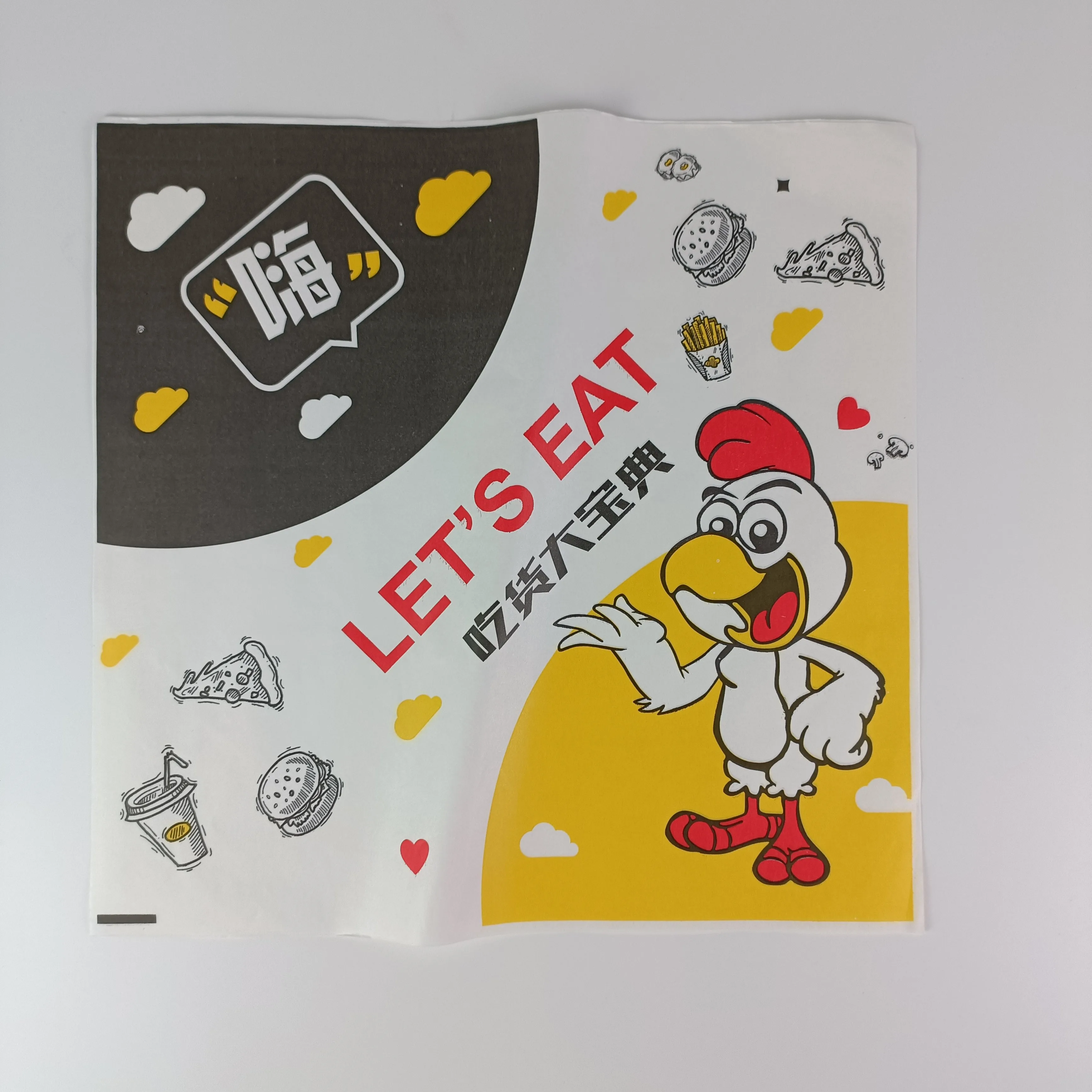 Customized Food Grade Greaseproof Bees Wax Paper Coated Sandwich Deli Wrap with Custom Logo Printed for Pizza