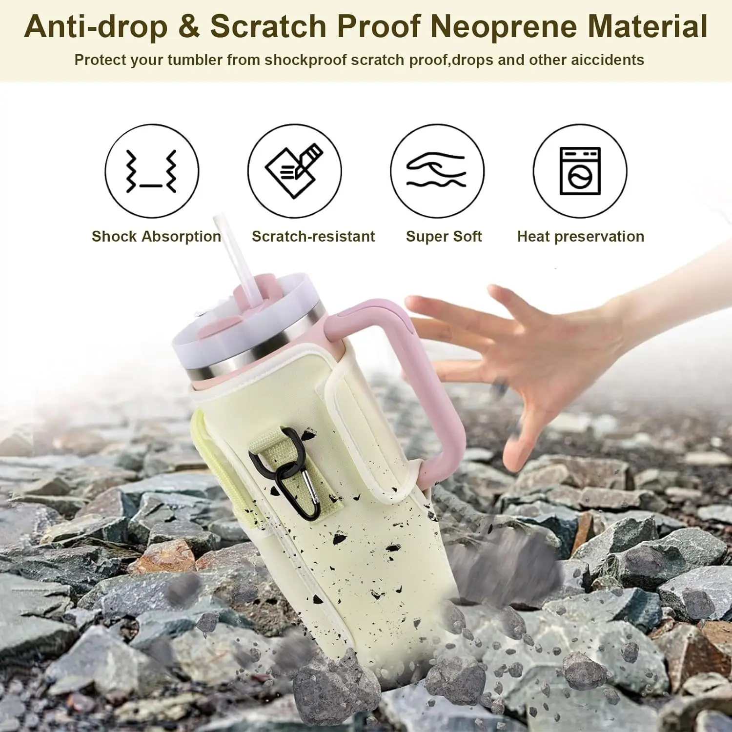 Waterproof Tumbler Cup Holder Adjustable Shoulder Sling Phone Bag Neoprene Water Bottle Carrier Sleeve Pouch
