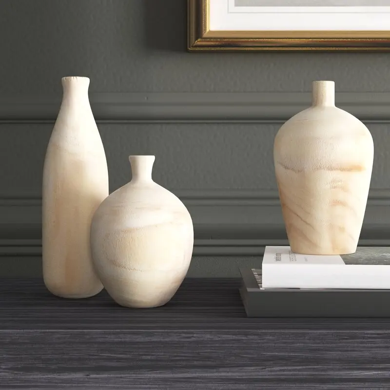 Paulownia Wood Vase Vintage Wooden Flower Vase Home Decorative wooden plant pot