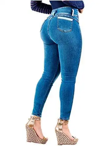 Factory free samples 2024 new high waist stretch fabric womens slim design big size jeans