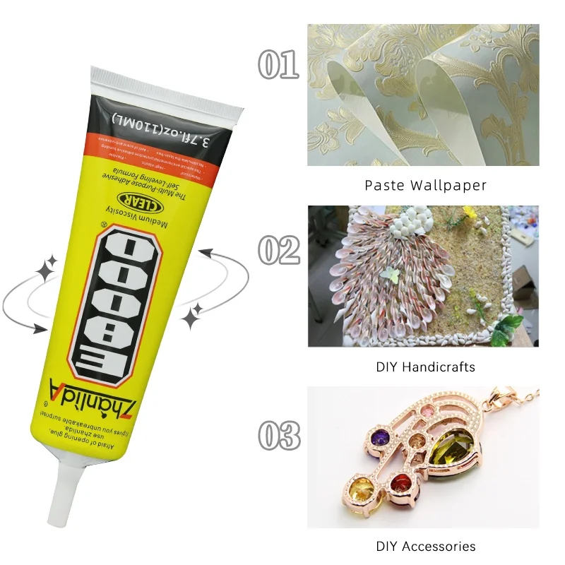 Zhanlida E8000 50ml Jewelry Rhinestone Glue Mobile Phone Repair Sticky Ceramic Acrylic Crystal Multi-purpose Glue E8000 Clear
